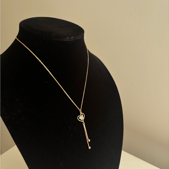Delicate Gold Heart Lariat Necklace - Women Jewelry - Picture 4 of 7